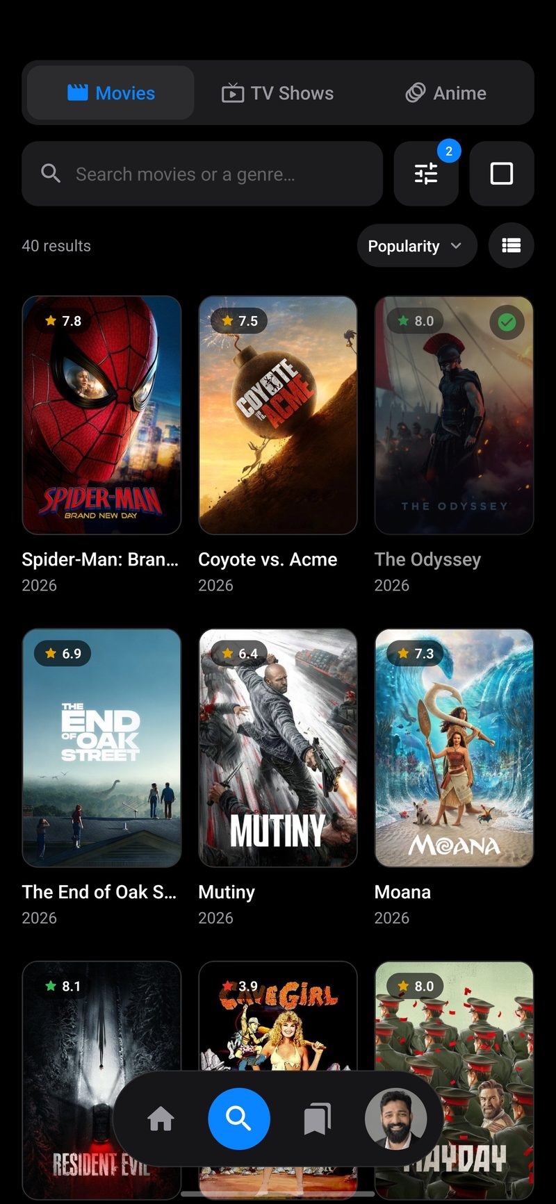 BingeMark search across movies, TV shows and anime