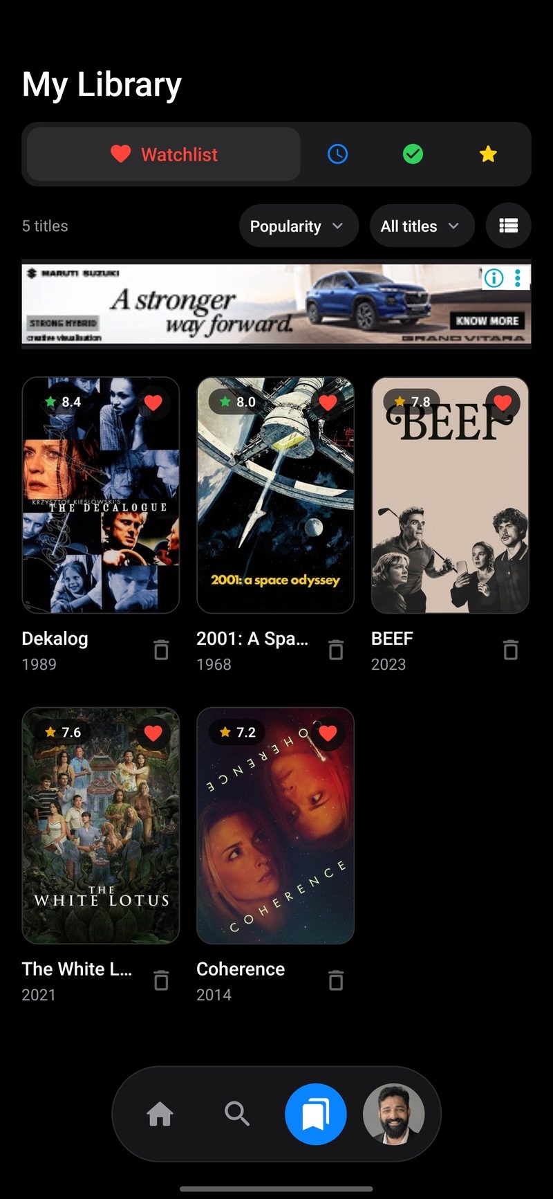 BingeMark title details with watch history and recommendations
